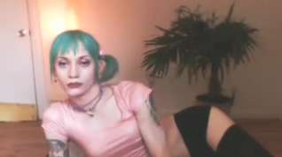 Online film Punk Tgirl cum on cam with toys