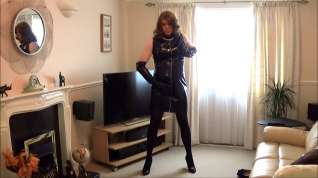 Online film Alison playing in her new PVC Dress and gloves