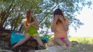 Online film Two girls masturbation in the outdoors