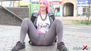 Online film Pink hair slut flashing in public