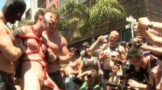 Online film Bound hunk publicly tormented and gang fucked for his first Dore Alley