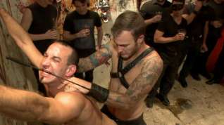 Online film Muscled stud with a big dick cattle prodded and gang fucked