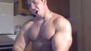 Online film Very handsome muscular man posing and jerking off