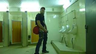 Online film Guy stroke in public toilet