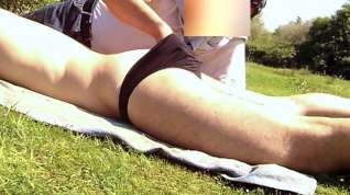 Online film Caught as I enjoy a sunbath in a transparent black brief