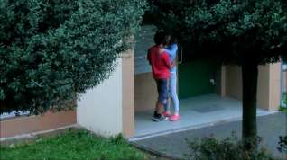 Online film Beautiful college girl college girl couple kissing cuddling and caressing outside