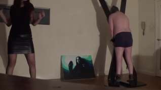 Online film Hot Brunette Mistress whipping tied slave