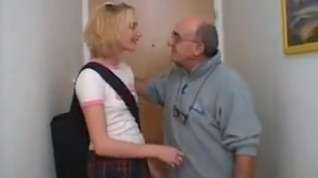 Online film Blonde college girl with old man