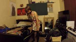 Online film Tattooed crossdresser plays with a dildo