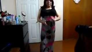 Online film Transgender black tank top colorful design long dress video