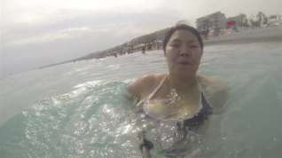 Online film Asian wife in swimsuit big tits