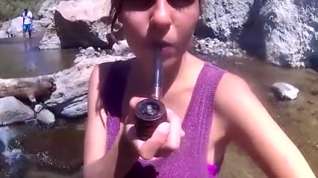 Online film Beautiful girl smoking her pipe