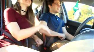 Online film Couple have fun while driving.