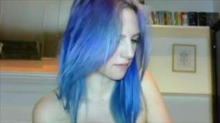 Online film Blue haired girl plays with tits