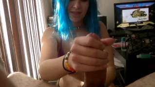 Online film Blue-haired girl begging for a facial