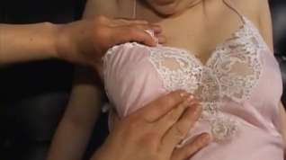 Online film Kasumi Uehara has lace lingerie cut over twat
