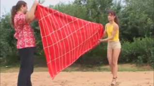 Online film Yulia Tikhomirova - with husband outdoor