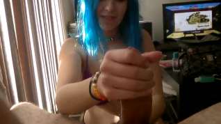 Online film Blue haired girl begging for a facial