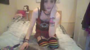 Online film Furry Emo Femboi playing with her toys