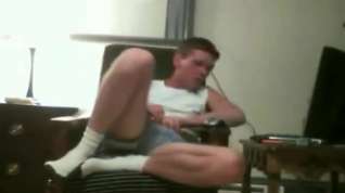Online film cute boy plays masturbation with white socks on