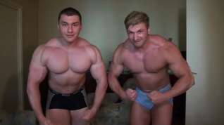 Online film Str8 muscle friends flexing and bed wrestling