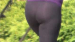 Online film Candid See Through Spandex Red Thong Pregnant Cutting Grass