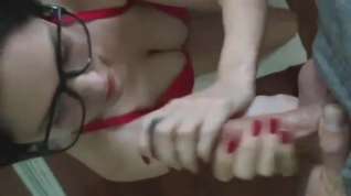 Online film Teen in glasses sucks and receives a facial