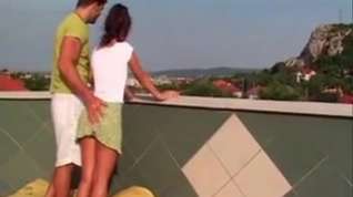 Online film lascivious couple fuck on Roof