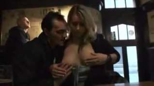Online film adorable blonde shows off and sucks in a pub