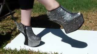 Online film Extreme Wedge Silver Spiked Ankle Boots