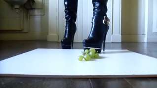 Online film crush high heel boot,grape raisin!