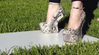 Online film Heel less snakeskin 7 inch high shoes