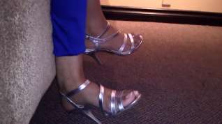 Online film Silver strappy heels