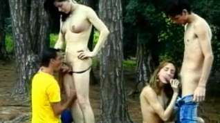 Online film Amateur foursome with Tgirls in a forest