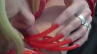 Online film Beautiful Long Red Nails rub out the Cum