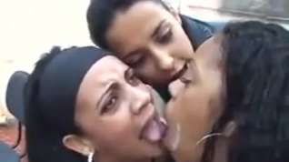 Online film Porn clip with three Brazil lesbians kissing