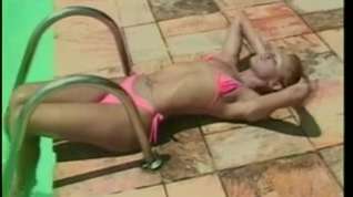 Online film Hot blonde tranny fucks with guy near the pool