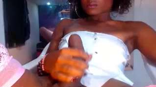 Online film Ebony hot tgirl cum on cam and eat it