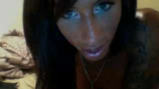 Online film Blue-eyed brunette with tan lines slowly jerks her big dick on cam