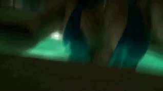 Online film Sasha jerks in a night pool