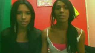 Online film South American tgirl lesbians suck and jerk on the webcam