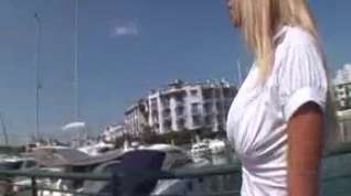Online film Posh blonde Tgirl walking