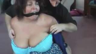 Online film BBW bent over, tied, gagged and...