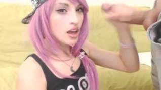 Online film cute purple haired girl web cam bj pt2