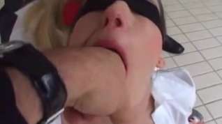 Online film Tied blindfolded girls get deepthroated by two guys
