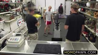 Online film Hunk straight dude engages in a rough gay threesome in the pawnshop