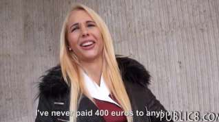 Online film Busty Eurobabe flashes tits and pounded in exchange for cash