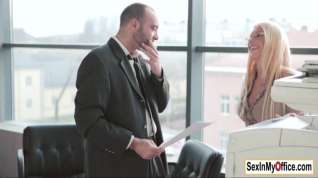 Online film Kyra Hot gives office mate a blowjob to fix the copy machine