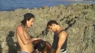 Online film Black Babe Sucking 2 White Guys on the seaside