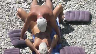 Online film Voyeur. Hubby fucked his wife and cum it at public beach